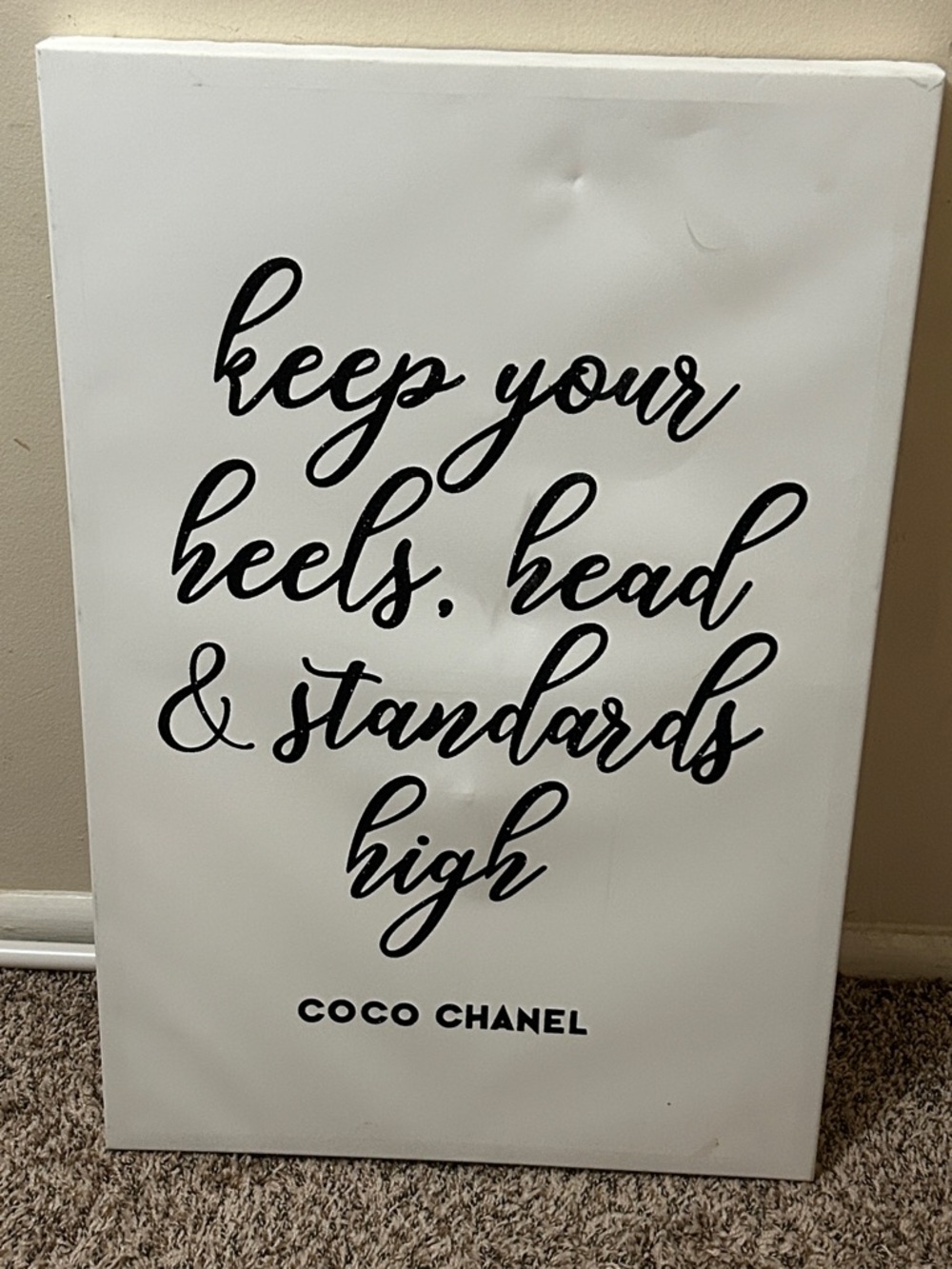 Coco Chanel Quote Canvas Wall Art – “Keep Your Heels, Head & Standards High”